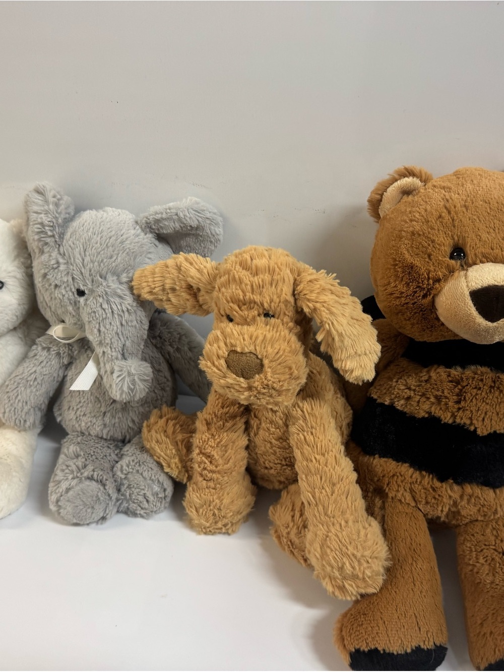 4 plushies bundle Jellycat, Pottery Barn Kids and Bixby